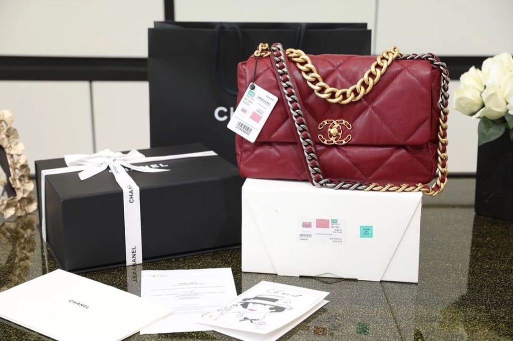 Chanel 19 Flap Bag 26cm Goatskin Leather Spring/Summer Act 1 Collection, Bordeaux