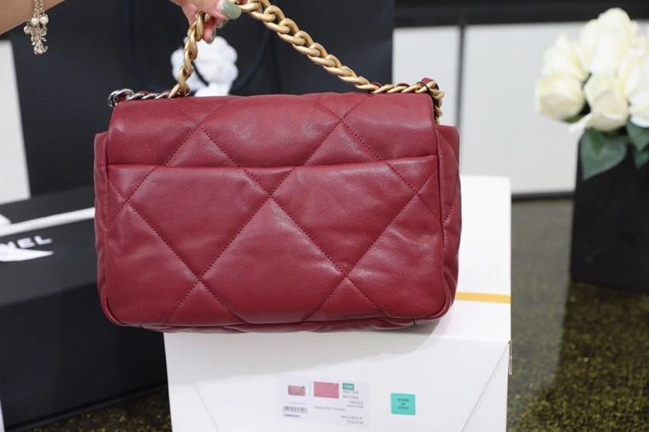 Chanel 19 Flap Bag 26cm Goatskin Leather Spring/Summer Act 1 Collection, Bordeaux