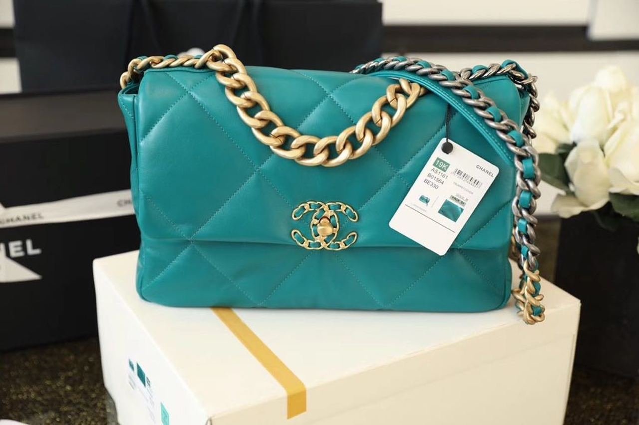 Chanel 19 Flap Bag 26cm Goatskin Leather Spring/Summer Act 1 Collection, Teal