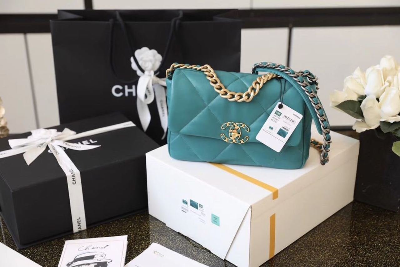 Chanel 19 Flap Bag 26cm Goatskin Leather Spring/Summer Act 1 Collection, Teal