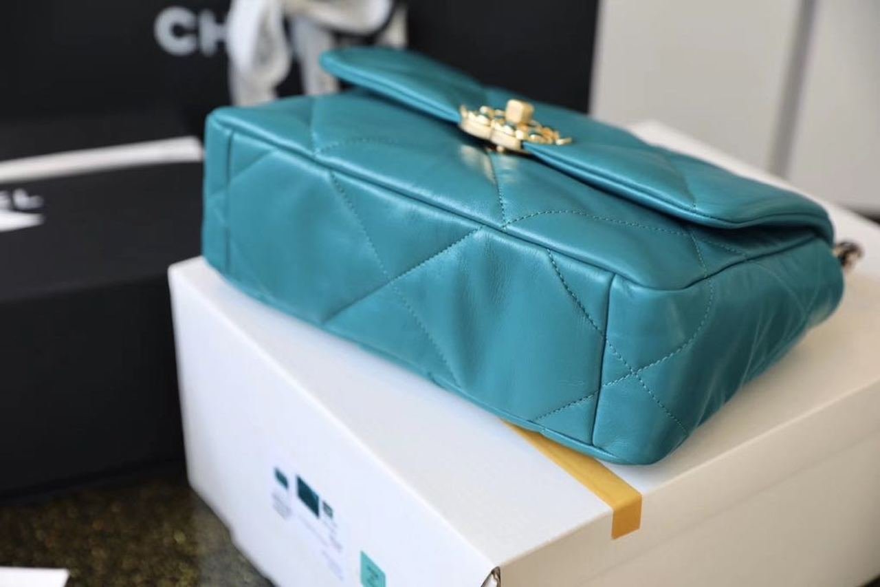 Chanel 19 Flap Bag 26cm Goatskin Leather Spring/Summer Act 1 Collection, Teal