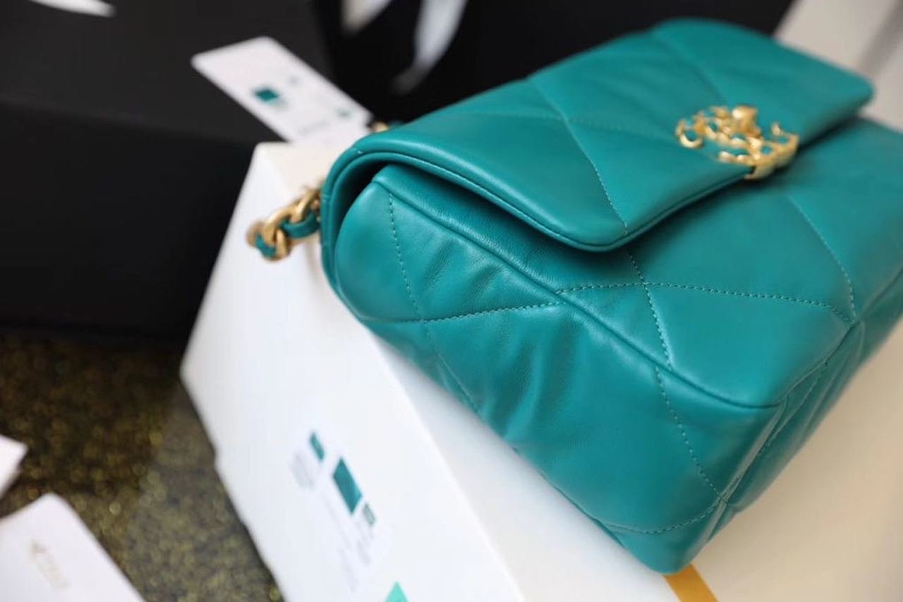 Chanel 19 Flap Bag 26cm Goatskin Leather Spring/Summer Act 1 Collection, Teal
