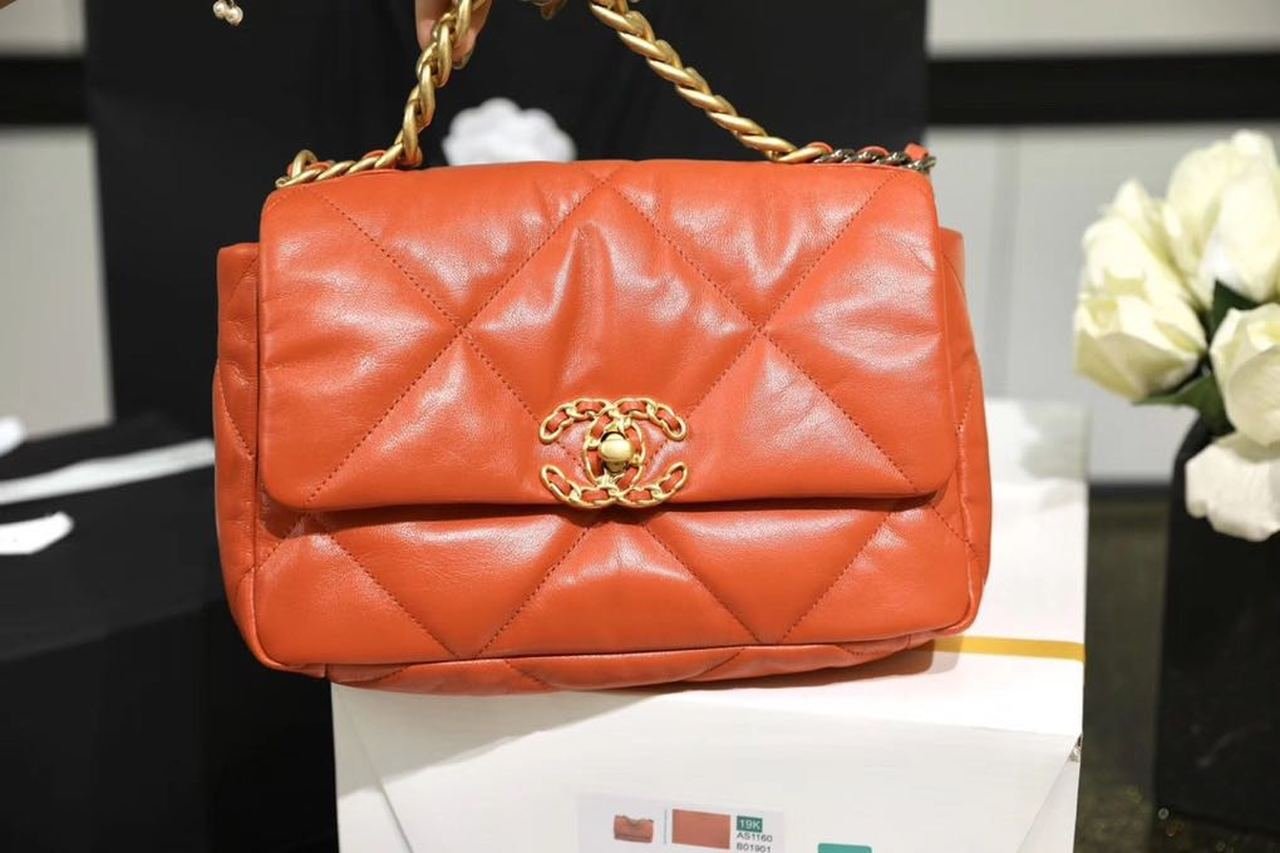 Chanel 19 Flap Bag 26cm Goatskin Leather Spring/Summer Act 1 Collection, Orange