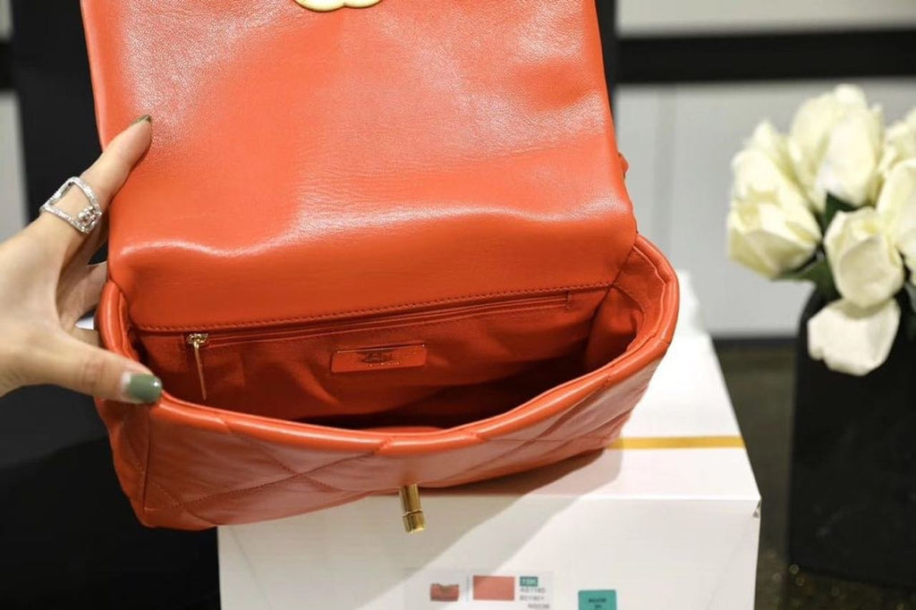 Chanel 19 Flap Bag 26cm Goatskin Leather Spring/Summer Act 1 Collection, Orange