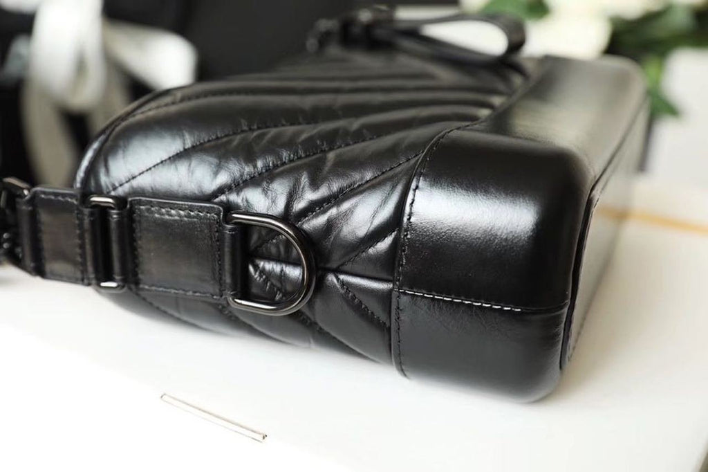 Chanel Chevron Gabrielle Hobo Bag 20cm Aged Calfskin Leather Spring/Summer Act 1 Collection, So Black