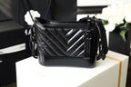 Chanel Chevron Gabrielle Hobo Bag 20cm Aged Calfskin Leather Spring/Summer Act 1 Collection, So Black