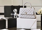 Chanel Coco Handle Quilted Handle Bag 24cm Caviar Leather Gold Hardware Spring/Summer Act 1 Collection White