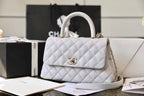 Chanel Coco Handle Quilted Handle Bag 24cm Caviar Leather Gold Hardware Spring/Summer Act 1 Collection White