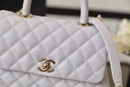 Chanel Coco Handle Quilted Handle Bag 24cm Caviar Leather Gold Hardware Spring/Summer Act 1 Collection White