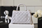 Chanel Coco Handle Quilted Handle Bag 24cm Caviar Leather Gold Hardware Spring/Summer Act 1 Collection White