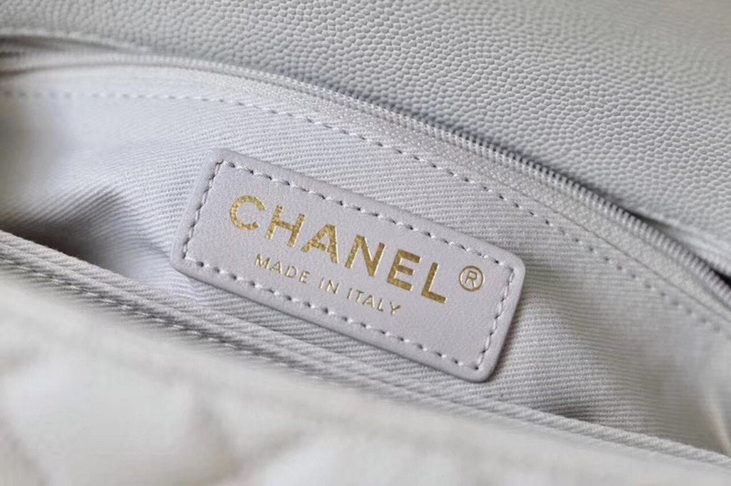 Chanel Coco Handle Quilted Handle Bag 24cm Caviar Leather Gold Hardware Spring/Summer Act 1 Collection White
