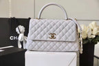 Chanel Coco Handle Quilted Handle Bag 30cm Caviar Leather Gold Hardware Spring/Summer Act 1 Collection White
