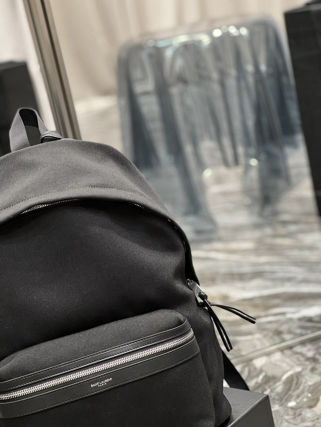 Saint Laurent City Backpack In Canvas Unisex 38cm Black