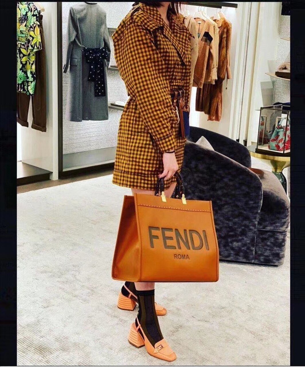 Fendi Sunshine Shopper Tote Bag 40cm Calfskin Leather Spring/Summer Collection, Brown