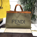 Fendi Logo Shopper Tote Bag 42cm Spring/Summer Collection, Brown