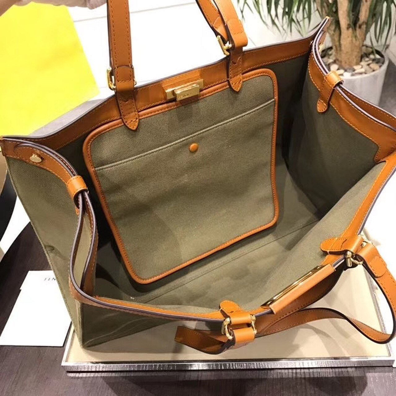 Fendi Logo Shopper Tote Bag 42cm Spring/Summer Collection, Brown