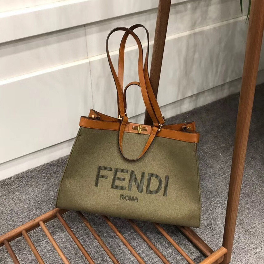 Fendi Logo Shopper Tote Bag 42cm Spring/Summer Collection, Brown