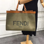 Fendi Logo Shopper Tote Bag 42cm Spring/Summer Collection, Brown