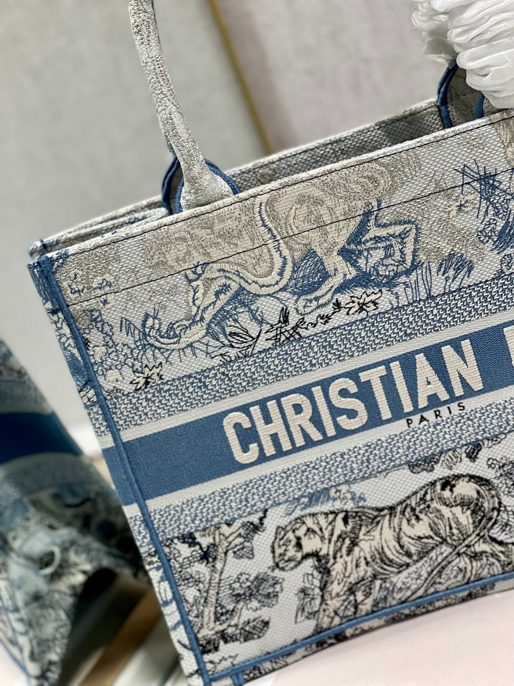 Christina Dior Medium Book Tote Bag 36cm Blue