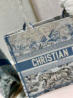 Christina Dior Medium Book Tote Bag 36cm Blue