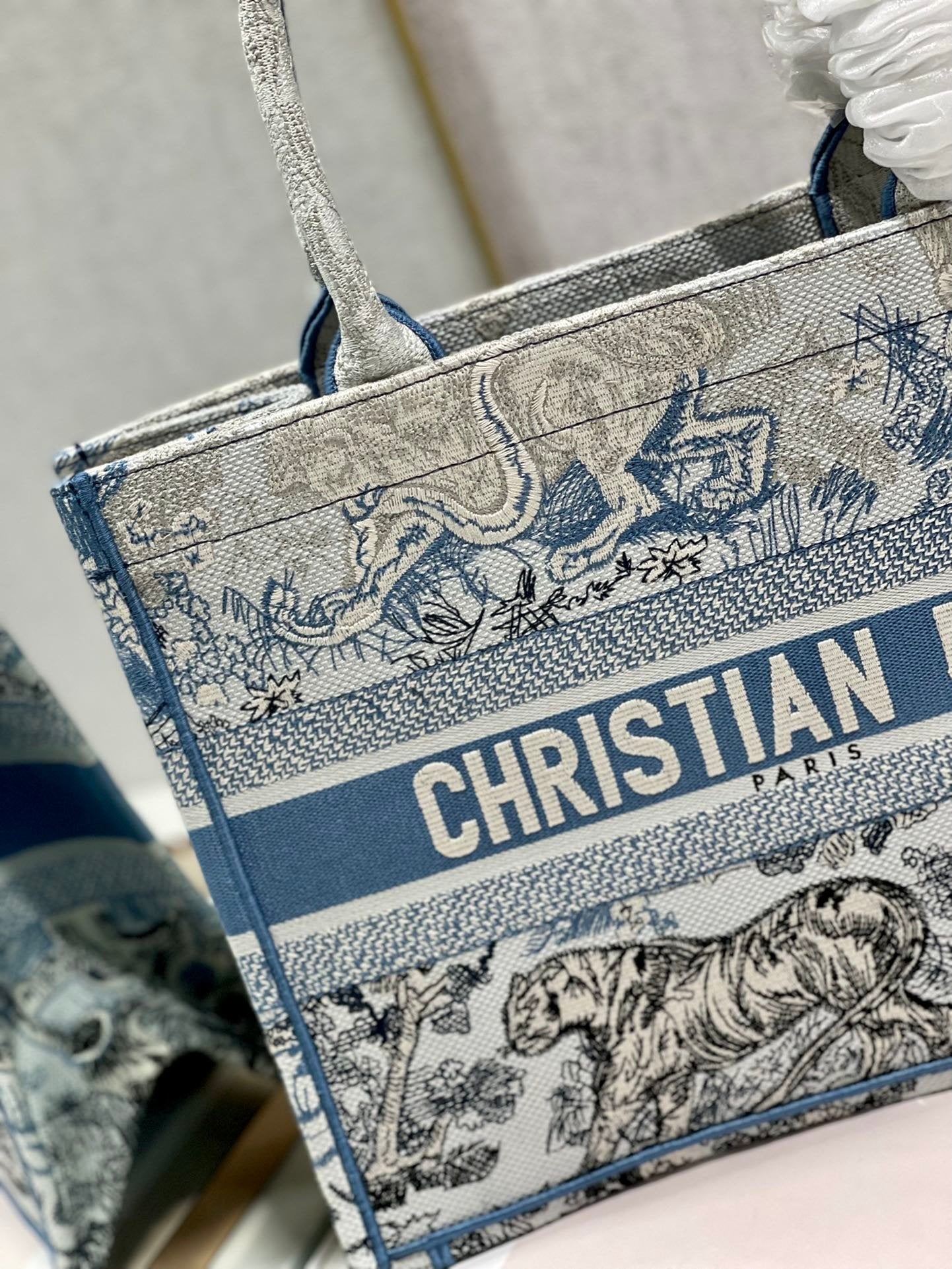 Christina Dior Medium Book Tote Bag 36cm Blue