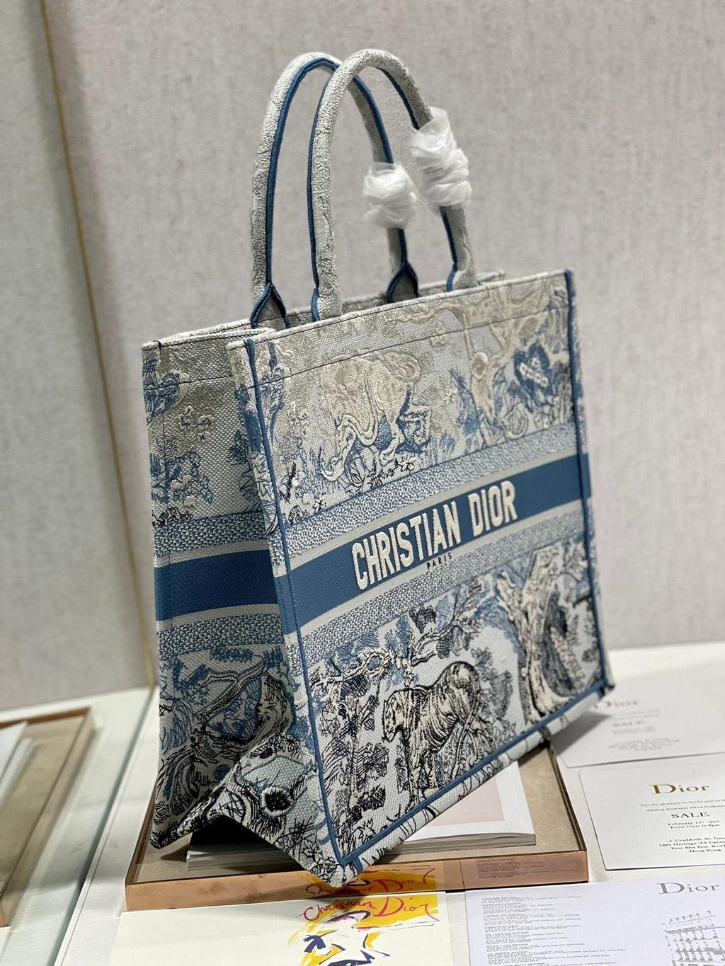 Christina Dior Book Tote Bag 41 cm Blue