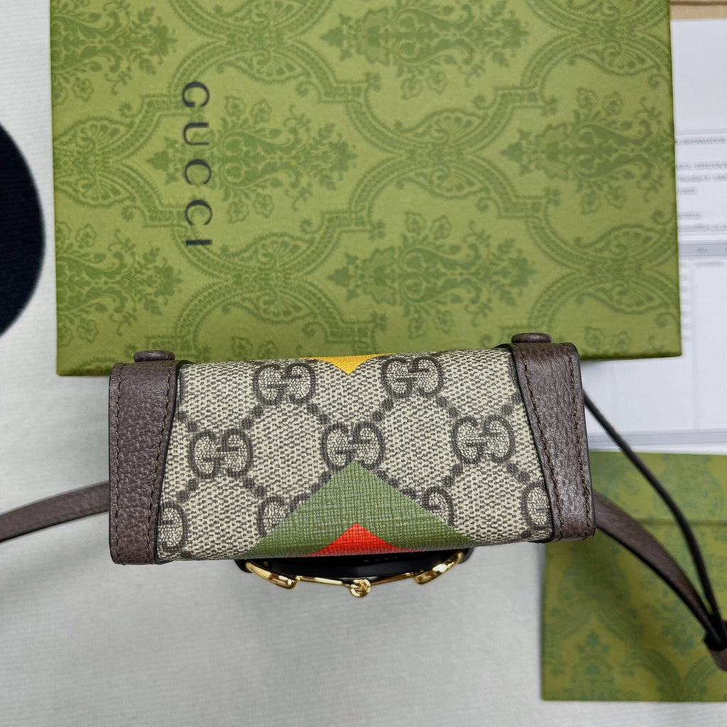Gucci Horsebit 1955 Mini Bag Beige And Ebony GG Supreme Canvas With Geometric Print For Women 6.7in/17cm