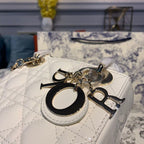 Christian Dior Mini Lady Dior Bag 18cm with Chain Gold Hardware Patent Leather Spring/Summer Collection, White