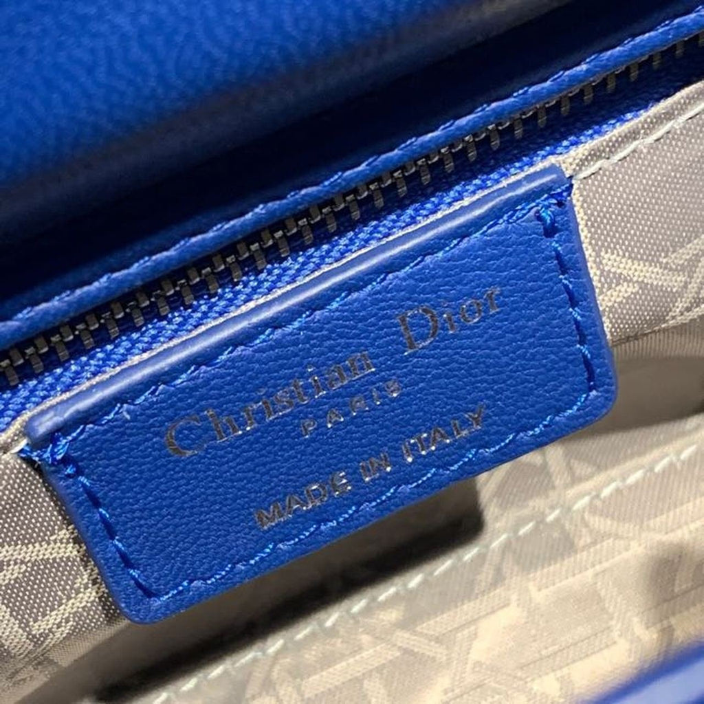 Christian Dior Mini Lady Dior Bag 18cm with Chain Silver Hardware Lambskin Leather Spring/Summer Collection, Electric Blue