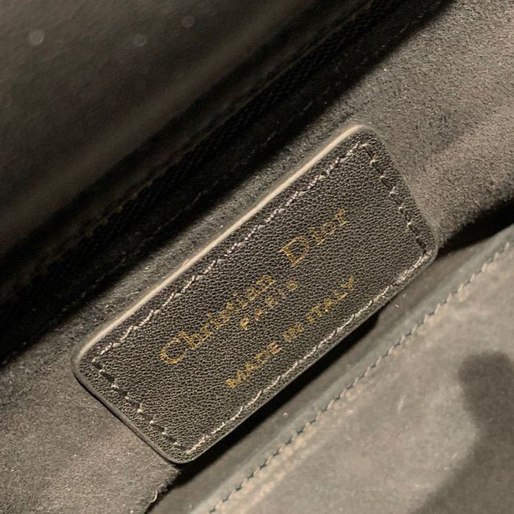 Christian Dior Mini Lady Dior Bag 18cm with Chain Silver Hardware Embroidered Lambskin Leather Spring/Summer Collection, Black