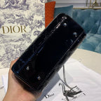 Christian Dior Mini Lady Dior Bag 18cm with Chain Silver Hardware Patent Leather Spring/Summer Collection, Black