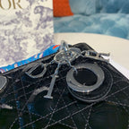 Christian Dior Mini Lady Dior Bag 18cm with Chain Silver Hardware Patent Leather Spring/Summer Collection, Black