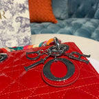 Christian Dior Mini Lady Dior Bag 18cm with Chain Silver Hardware Patent Leather Spring/Summer Collection, Red