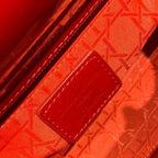 Christian Dior Mini Lady Dior Bag 18cm with Chain Silver Hardware Patent Leather Spring/Summer Collection, Red