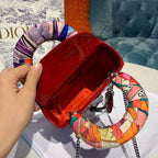 Christian Dior Mini Lady Dior Bag 18cm with Chain Silver Hardware Patent Leather Spring/Summer Collection, Red