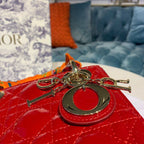 Christian Dior Mini Lady Dior Bag 18cm with Chain Gold Hardware Patent Leather Spring/Summer Collection, Red
