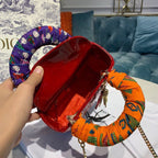 Christian Dior Mini Lady Dior Bag 18cm with Chain Gold Hardware Patent Leather Spring/Summer Collection, Red