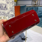 Christian Dior Mini Lady Dior Bag 18cm with Chain Gold Hardware Patent Leather Spring/Summer Collection, Burgundy