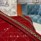 Christian Dior Mini Lady Dior Bag 18cm with Chain Gold Hardware Patent Leather Spring/Summer Collection, Burgundy