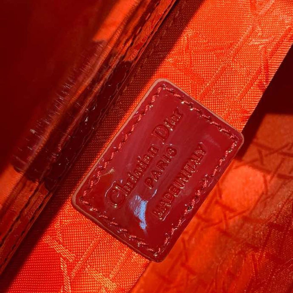 Christian Dior Mini Lady Dior Bag 18cm with Chain Gold Hardware Patent Leather Spring/Summer Collection, Burgundy