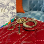 Christian Dior Mini Lady Dior Bag 18cm with Chain Gold Hardware Patent Leather Spring/Summer Collection, Burgundy