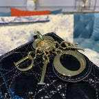 Christian Dior Mini Lady Dior Bag 18cm with Chain Gold Hardware Patent Leather Spring/Summer Collection, Black