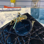 Christian Dior Mini Lady Dior Bag 18cm with Chain Gold Hardware Patent Leather Spring/Summer Collection, Black