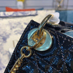 Christian Dior Mini Lady Dior Bag 18cm with Chain Gold Hardware Patent Leather Spring/Summer Collection, Black