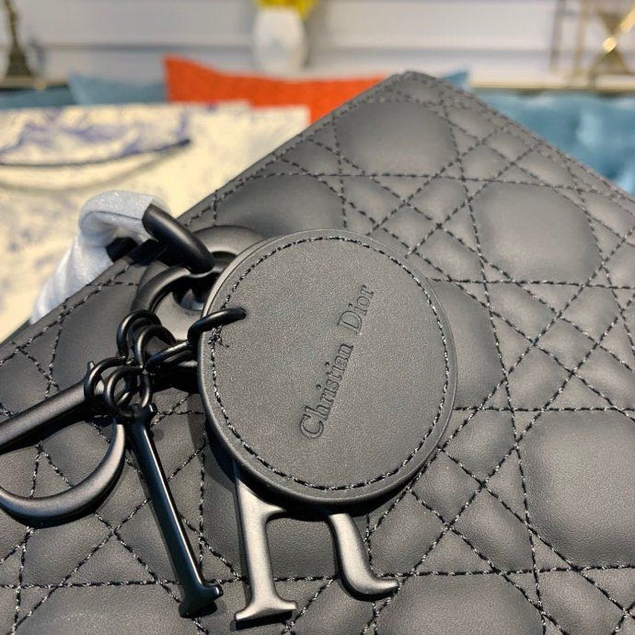 Christian Dior Lady Dior Bag 32cm Matte Hardware Lambskin Leather Spring/Summer Collection, Black