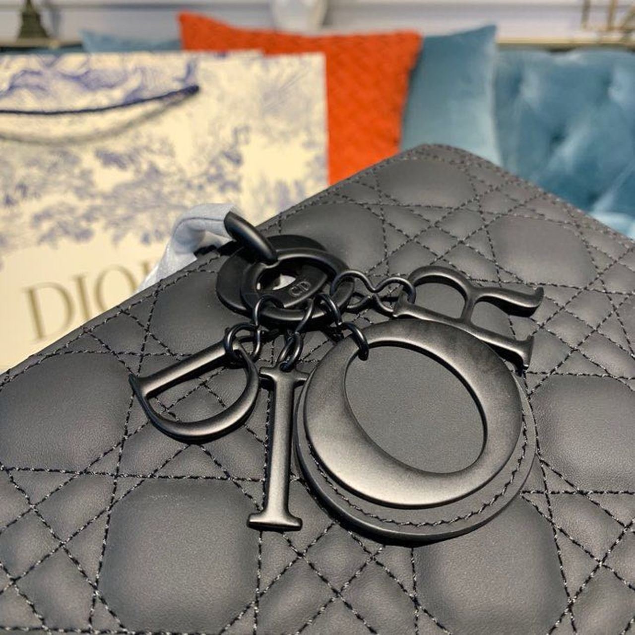Christian Dior Lady Dior Bag 32cm Matte Hardware Lambskin Leather Spring/Summer Collection, Black