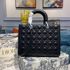 Christian Dior Lady Dior Bag 32cm Silver Hardware Lambskin Leather Spring/Summer Collection, Black