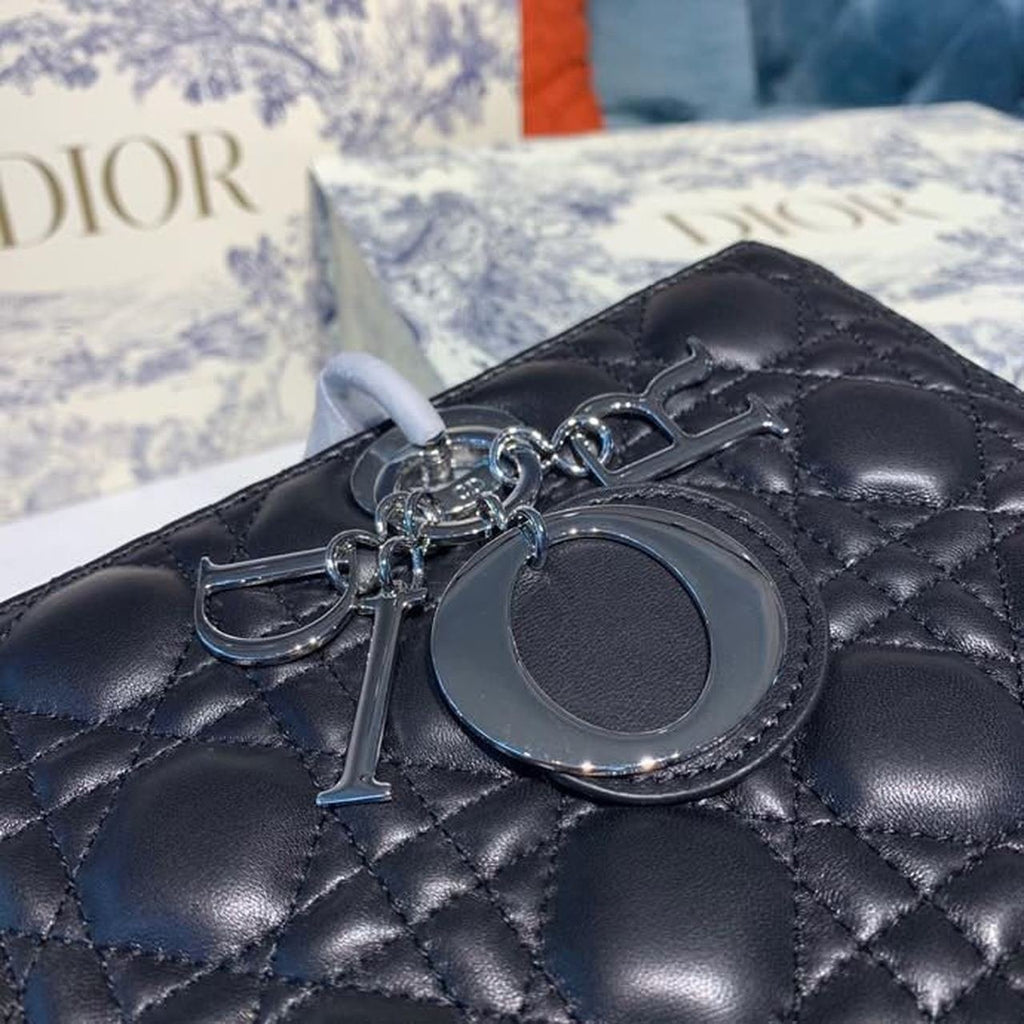 Christian Dior Lady Dior Bag 32cm Silver Hardware Lambskin Leather Spring/Summer Collection, Black