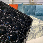 Christian Dior Lady Dior Bag 32cm Gold Hardware Patent Leather Spring/Summer Collection, Black