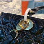 Christian Dior Lady Dior Bag 32cm Gold Hardware Patent Leather Spring/Summer Collection, Black